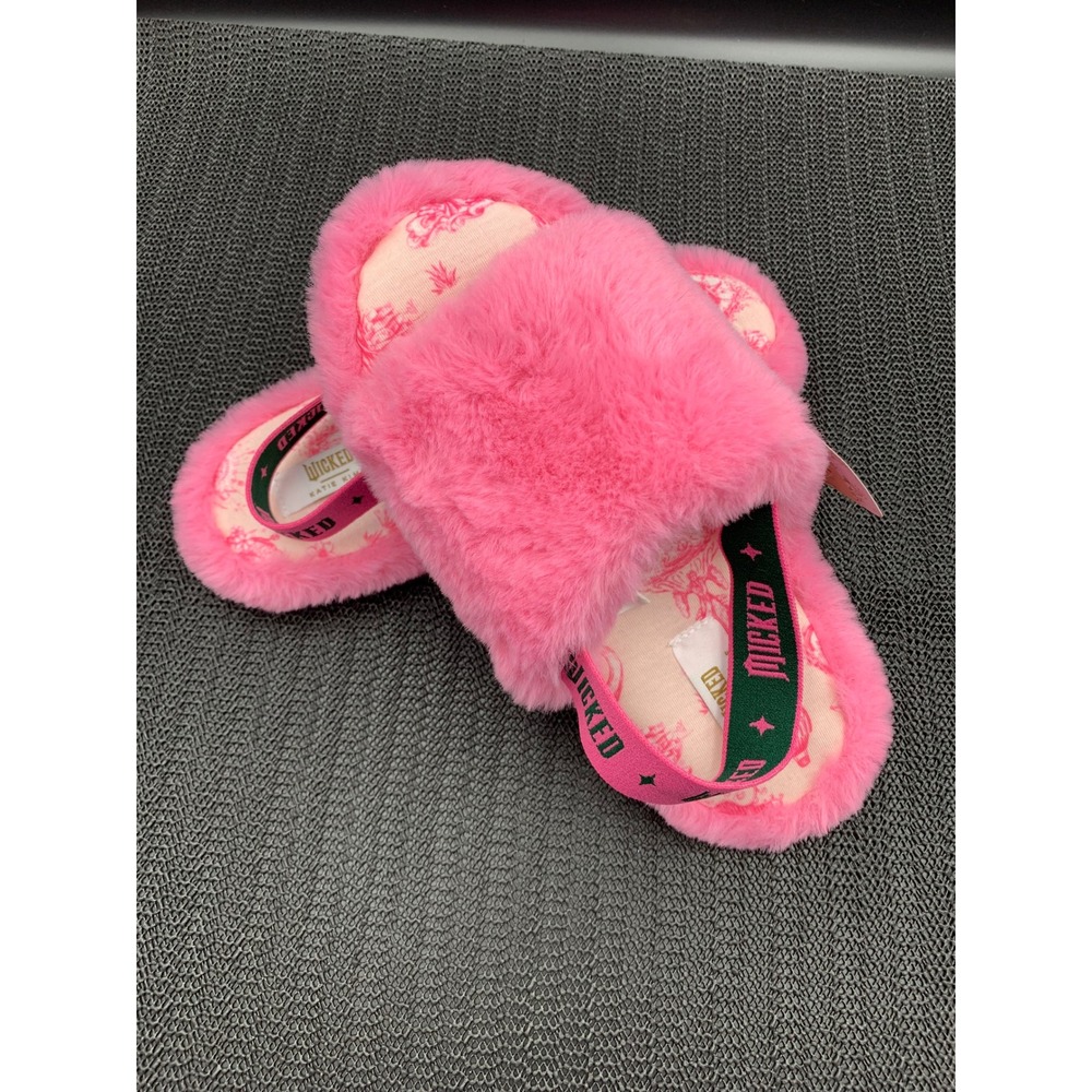 Wicked x Katie Kime Glinda Pink Faux Fur Slippers Girls Large 4-5 New F6076GSPTG